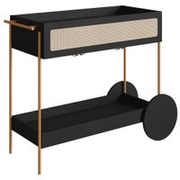 Carrinho Bar Porta Taças 110 CM Pes Metal Oslo 28964 Nero Artesano