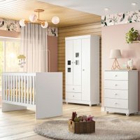 Quarto de Bebê Completo Life 100% MDF 3 Portas 6 Gavetas 650078 Branco