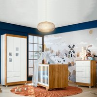 Quarto de Bebê Completo Life 100% MDF 3 Portas 6 Gavetas 650079 Branco/Ypê