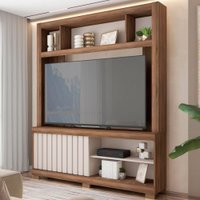 Estante para TV até 55 Polegadas 1 Porta com Ripado 652915 Remo/Off White