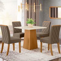 Mesa de Jantar 4 Lugares Dora SE79 653101 Nature/Off White/Bege