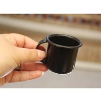 Jogo 6 Canecas Esmaltadas Pequenas Pretas Com Alças 90ml Xícaras Ágata Para Café 692747