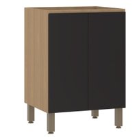 Balcão de Cozinha Com Tampo Slim 2 Portas 60cm Luciane Freijo/Preto