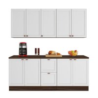 Cozinha Poliman Modulada Unna Canto 9 Portas Nogueira com Branco