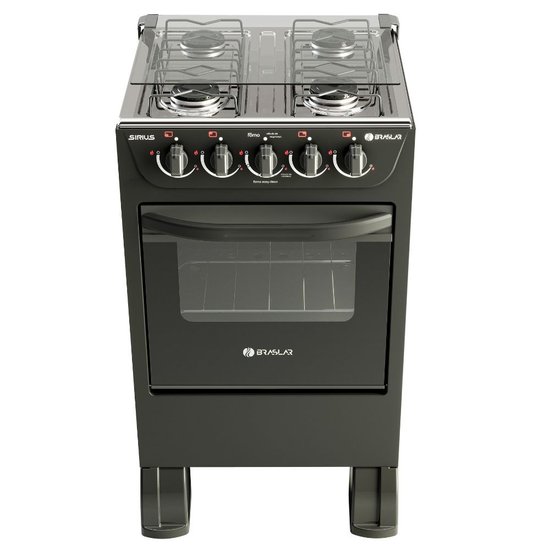 Fogão 4 Bocas de piso Braslar New Sirius 2023 Preto