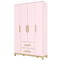 Guarda Roupa Infantil Alegria 4 Portas 2 Gavetas Henn Rosa