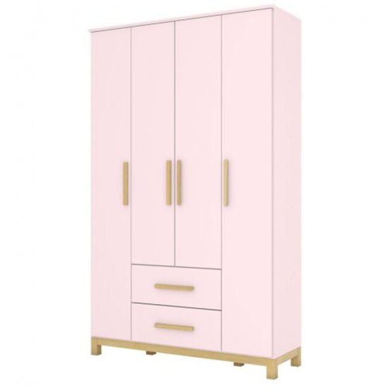 Guarda Roupa Infantil Alegria 4 Portas 2 Gavetas Henn Rosa