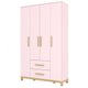Guarda Roupa Infantil Alegria 4 Portas 2 Gavetas Henn Rosa
