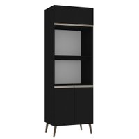 Paneleiro Luciane Futura  70 CM Com 2 Nichos Para Microondas Preto