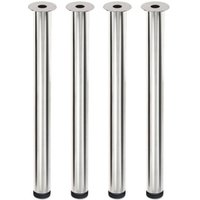 Conjunto 4 Pés de Mesa Cromados com Regulágem 7,6x75cm Modelo Palito Aço Carbono Dimec