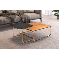 Conjunto Mesa de Centro Kairos Base Cobre LarFlex Preto
