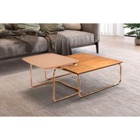 Conjunto Mesa de Centro Kairos Base Cobre LarFlex Coral