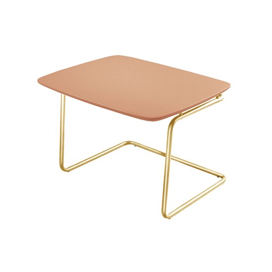 Mesa de Centro Kairos Base Ouro 54x43cm LarFlex Coral