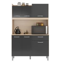 Cozinha Demobile Iris 6 Portas 1 Gaveta Avena/Grafito 713685