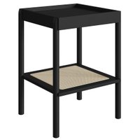 Mesa Lateral 58 CM Pes Madeira Palhinha Oslo 27962 Nero Artesano