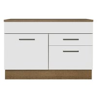 Balcão de Pia Cozinha 1 Porta e 2 Gavetas (Com Tampo) Rustic/Branco Agata Madesa