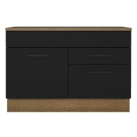 Balcão de Pia Cozinha 1 Porta e 2 Gavetas (Com Tampo) Rustic/Preto Agata Madesa