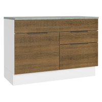 Balcão Gabinete de Pia 120 cm 1 Portas e 2 Gavetas (Com Tampo) Branco/Rustic Stella Madesa
