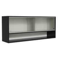 Armário de Cozinha Aéreo 120cm 2 Portas Correr Vidro Pontilhado 1 Nicho Preto Reims Madesa
