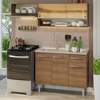 Armário de Cozinha Compacta 165cm com Pia Rustic Emilly Madesa