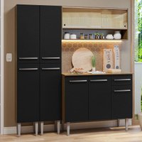 Armário de Cozinha Compacta 169cm Rustic/Preto Emilly Madesa