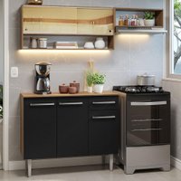 Armário de Cozinha Compacta 165cm Rustic/Preto Emilly Madesa