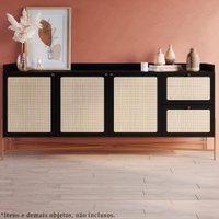 Aparador Balcao Buffet 183 Cm Pes Metal 28935 Oslo Nero Artesano