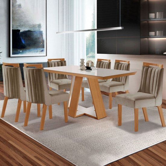 Mesa de Jantar 6 Lugares Viena com Vidro