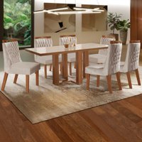 Mesa de Jantar 6 Lugares Lottus com Vidro