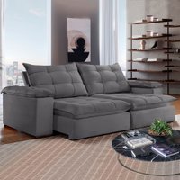 Sofá 4 Lugares Retrátil e Reclinável 250cm Espanha Cinza