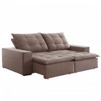 Sofá 4 Lugares Paris Retrátil e Reclinável Super Pilow 250cm - Celflex Bege Escuro