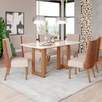 Mesa de Jantar 6 Lugares com Vidro