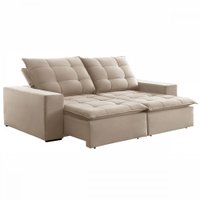 Sofá 4 Lugares Paris Retrátil e Reclinável Super Pilow 230cm Bege 14075