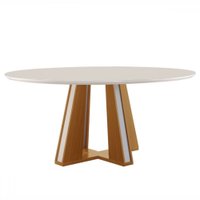 Mesa de Madeira Madri Redonda 135cm com Vidro 14933