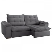 Sofá 5 Lugares Espanha Retrátil e Reclinável 290cm Cinza