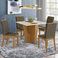 Mesa de Jantar 4 Lugares Scarlett com Vidro