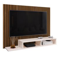 Estante Painel Suspenso TV 48 Polegadas Organizador Prateleira Decorativa Moderno Dubai Ripado/Off White-RPM Móveis