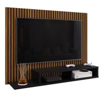 Estante Painel Suspenso TV 48 Polegadas Nicho Organizador Prateleira Decorativa Moderno Dubai Ripado/Preto-RPM Móveis