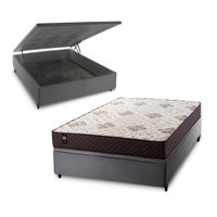 Conjunto Box Baú Allura Marrom 138x188x65 c/ Molas Ensacadas - Casal