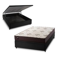 Conjunto Box Baú Allura Marrom 138x188x65 Casal c/ Molas Ensacadas