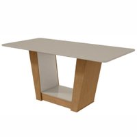 Mesa de Madeira Apogeu com Vidro 717732 Clean/Off White