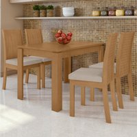 Mesa de Jantar 4 Lugares Athenas 717831 Amêndoa Clean/Veludo Naturale Creme