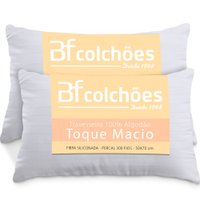 Kit 2 Travesseiros 100 Algodão Antialérgico Percal 300 Fios Extramacio 50x70cm - BF Colchões