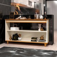Aparador Doha com Pés Madeira Maciça 136cm Cor:Off White e Cedro