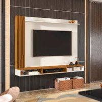 Painel para TV Até 55 Polegadas Ripado Vancouver 180cm Cor:OffWhite e Cedro