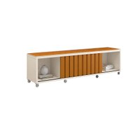 Rack para TV até 70 Polegadas 2 Portas Ripadas Dublin 180cm Cor:OffWhite e Cedro