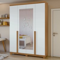 Guarda-Roupa Solteiro Alonzo 4 Portas 2 Gavetas com Espelho 100% Mdf 717891