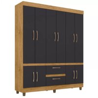 Guarda-Roupa / Roupeiro Casal Vitoria Araplac Com 10 Portas 2 Gavetas E 3 Cabideiros - Freijo/Carbono