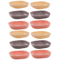 12 Travessas Lyor Petiscos Bowls de Bambu Colorios 14,5x3cm Sobremesas