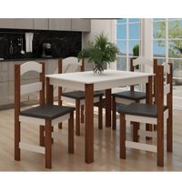 Mesa Arauna com 4 Cadeiras Branco com Preto - Primavera